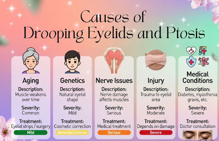 causes of drooping eyelids and ptosis