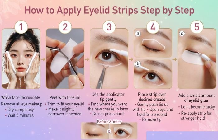 how to apply eyelid strips step by step
